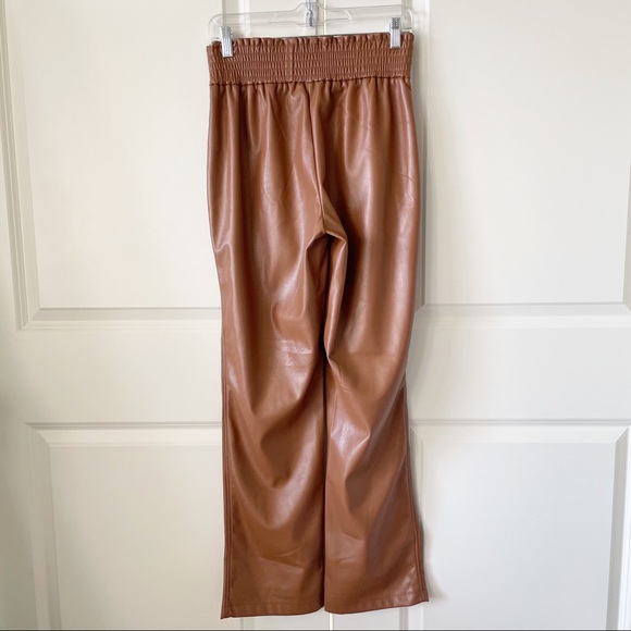 Joie Camel Faux Leather Elastic Waist Straight Leg Pants - Picture 10 of 10